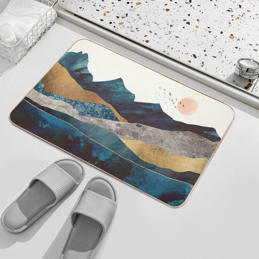 Blue Mountain Reflection  Fade-Resistant Bath Mat