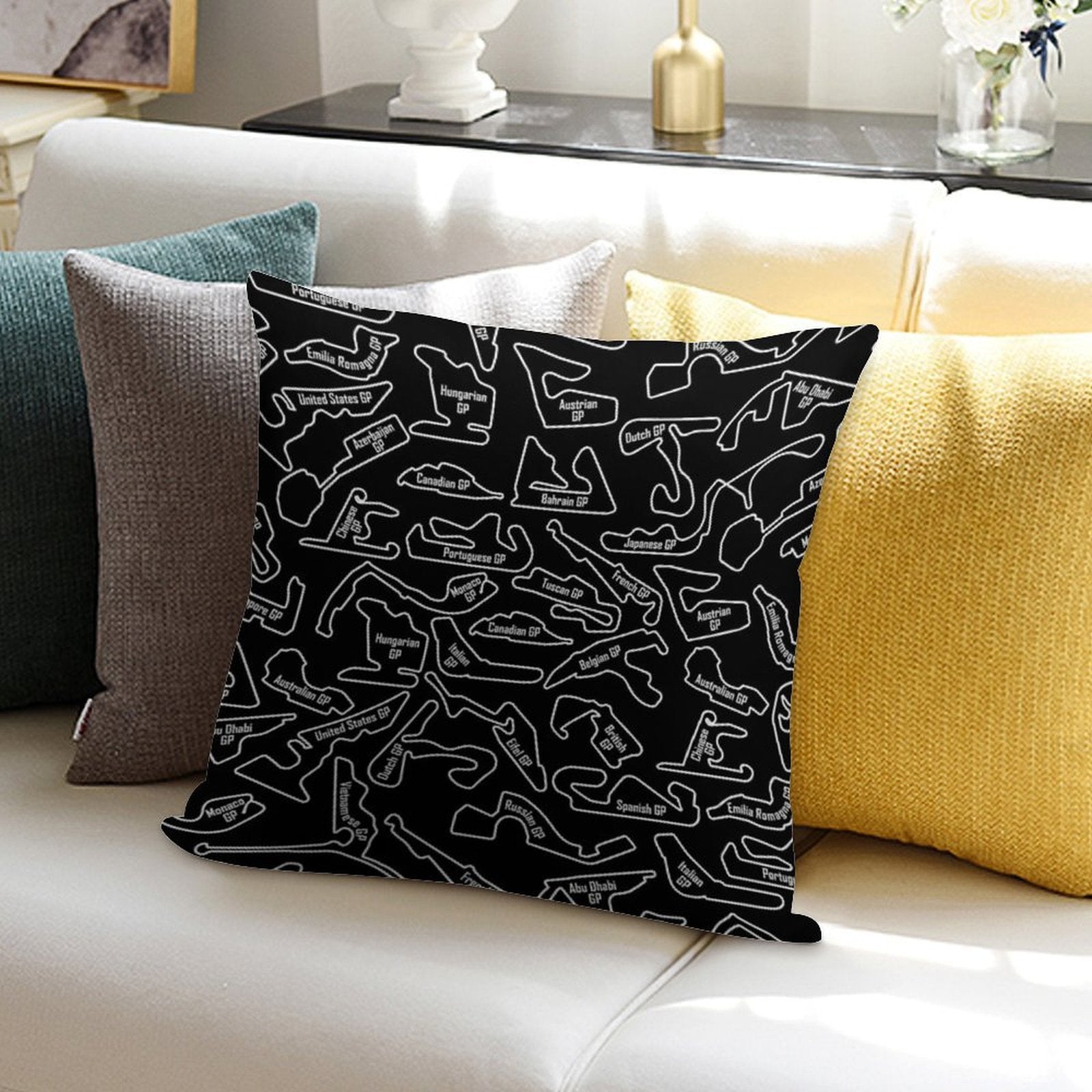 Race Circuits - Pattern Soft Shrink-Resistant Throw Pillow