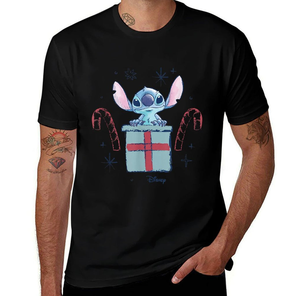 Lilo  Stitch - Christmas Stitch Candy Cane Gift  Summer-ready Fabric T-Shirt