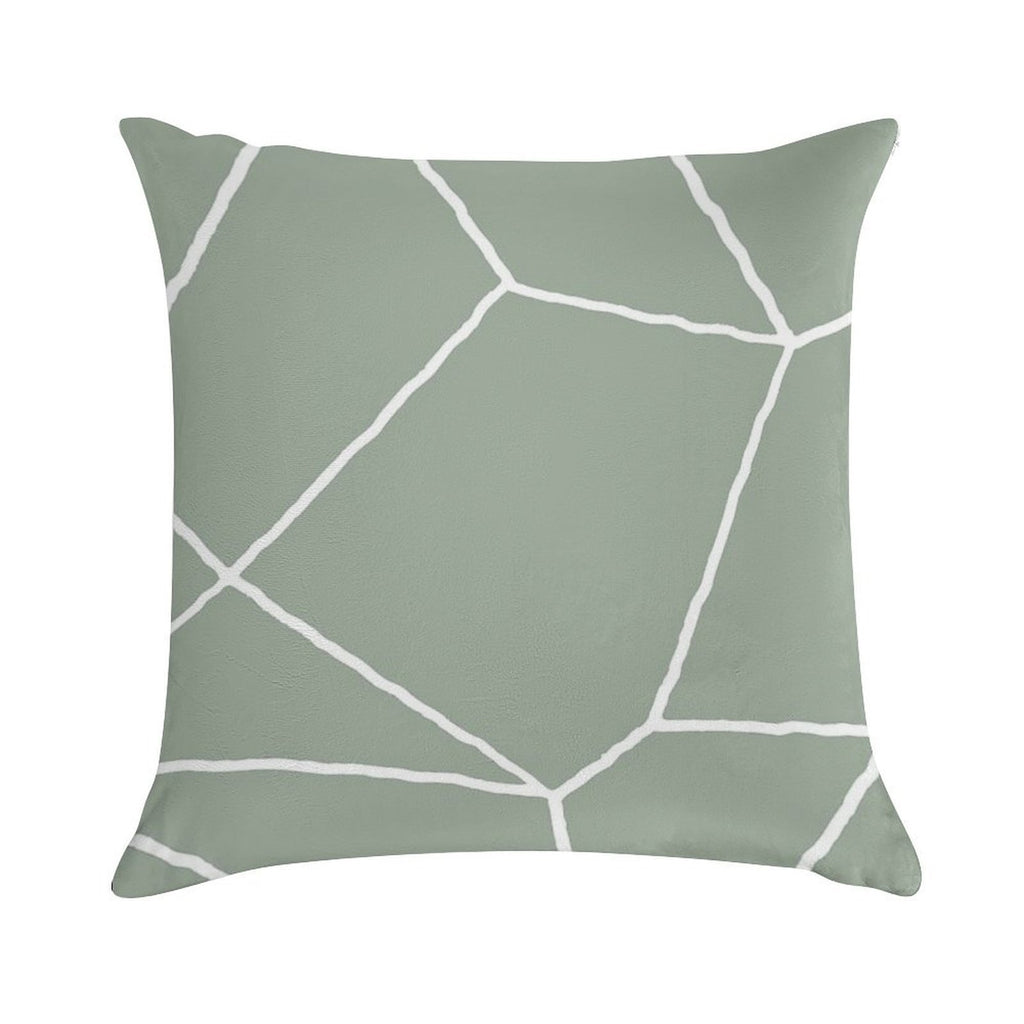 Geometric Sage Green Throw Pillow Soft Short Plush Fabric Throw Pillow