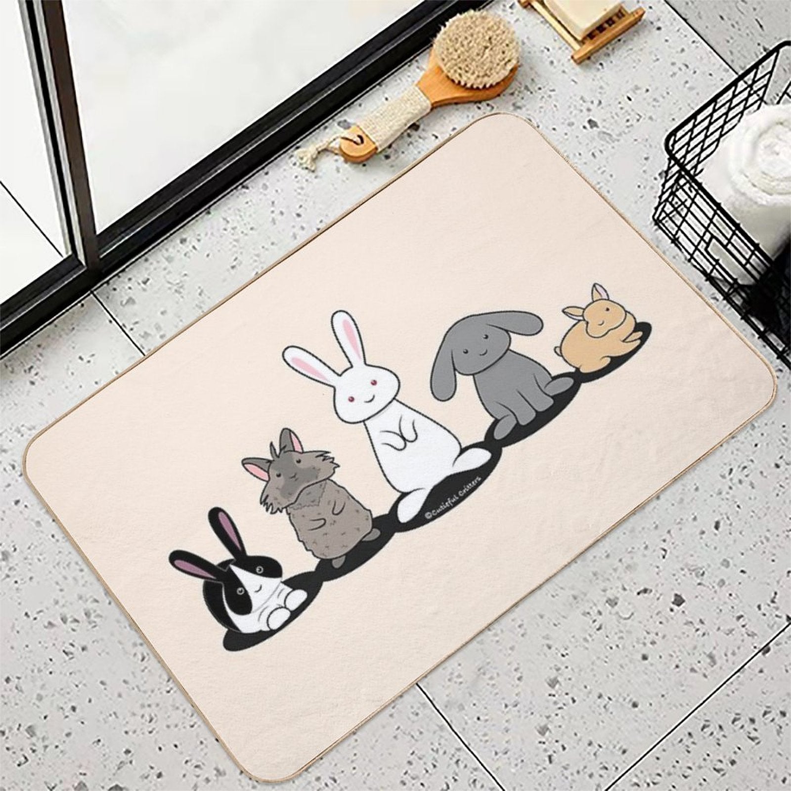 My Favorite Breed Is Rescued - Bunnies  Stain-Proof Bath Mat