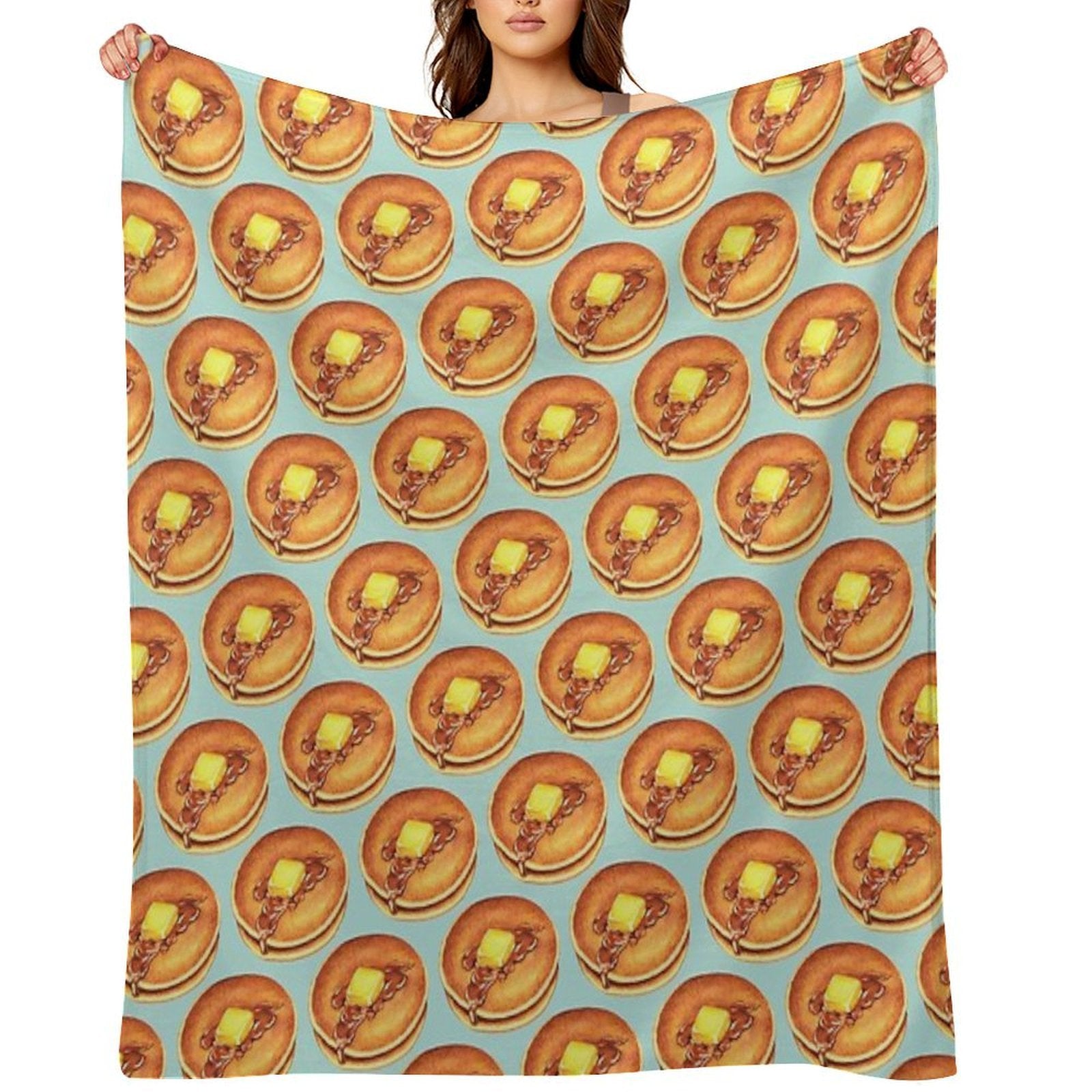 Pancakes Pattern - Blue Easy Care Throw Blanket