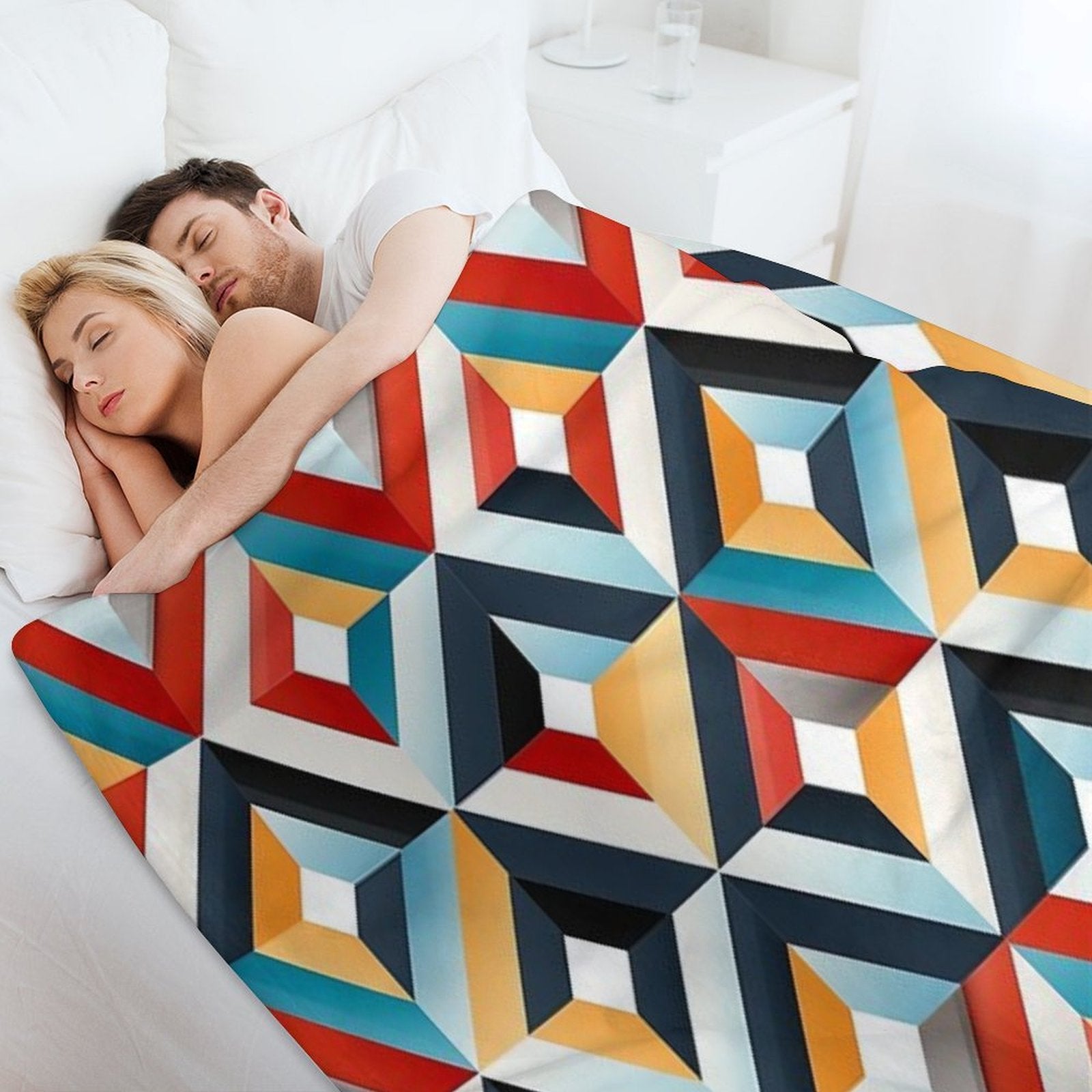 Seamless Pattern Design Geometric Shapes Machine-washable Throw Blanket