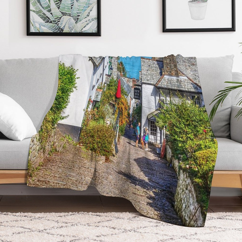 Clovelly Houses, North Devon, England Premium Throw Blanket