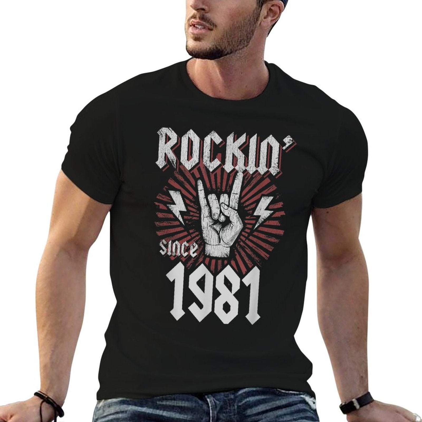 Rockin Since 1981 40 Year Old Rocker 40th Birthday  Moisture-wicking T-Shirt