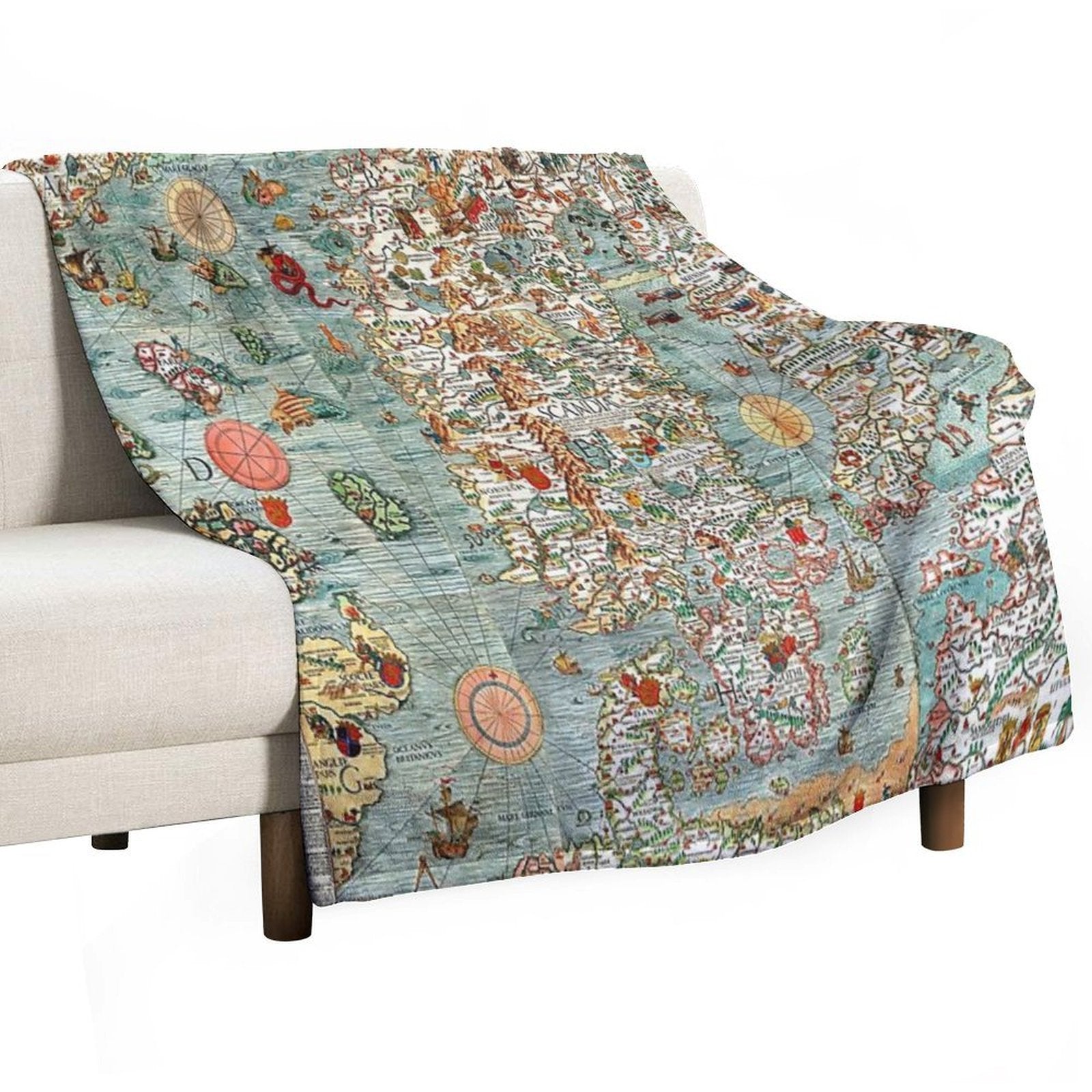 Carta Marina, Map of Scandinavia by Olaus Magnus - 1539 Easy Care Throw Blanket