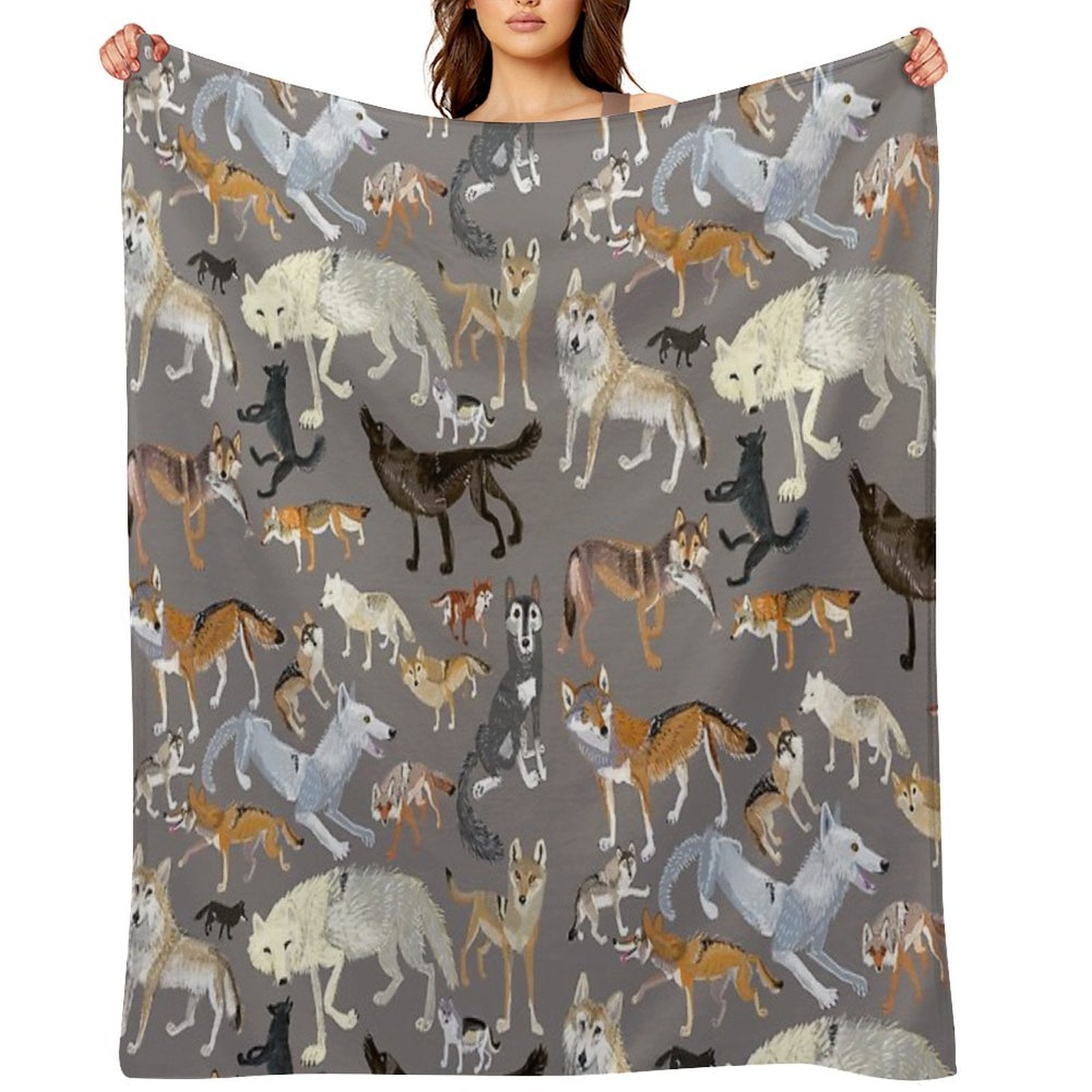 Wolves of The World  Grey Durable Throw Blanket