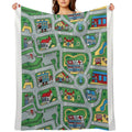Car City Carpet Road Rug 90s Nostalgic Toy Premium Throw Blanket