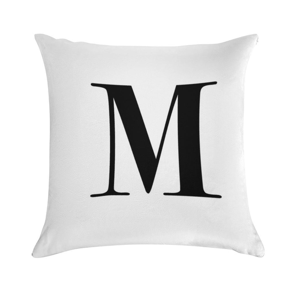 Letter M Monogram Initial Soft Fade-Resistant Throw Pillow
