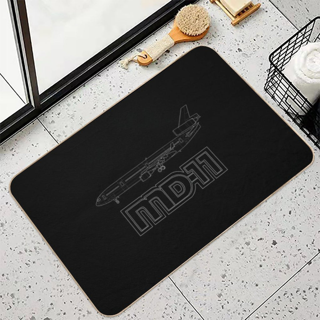 McDonnel Douglas MD-11 White Outline  Stain-Proof Bath Mat