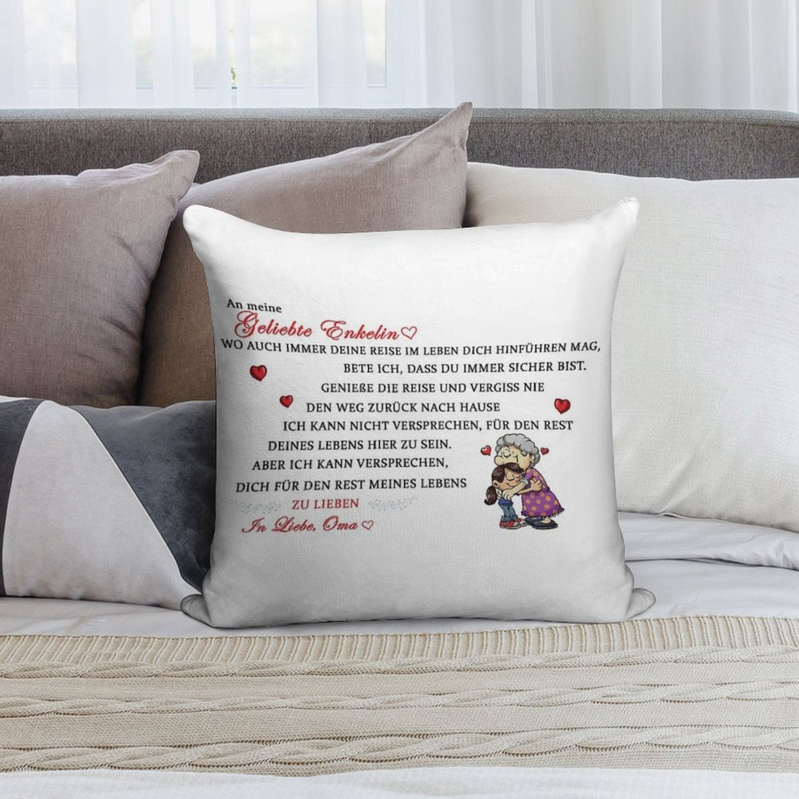 Gift for The Beloved Granddaughter Soft Easy Maintenance Throw Pillow