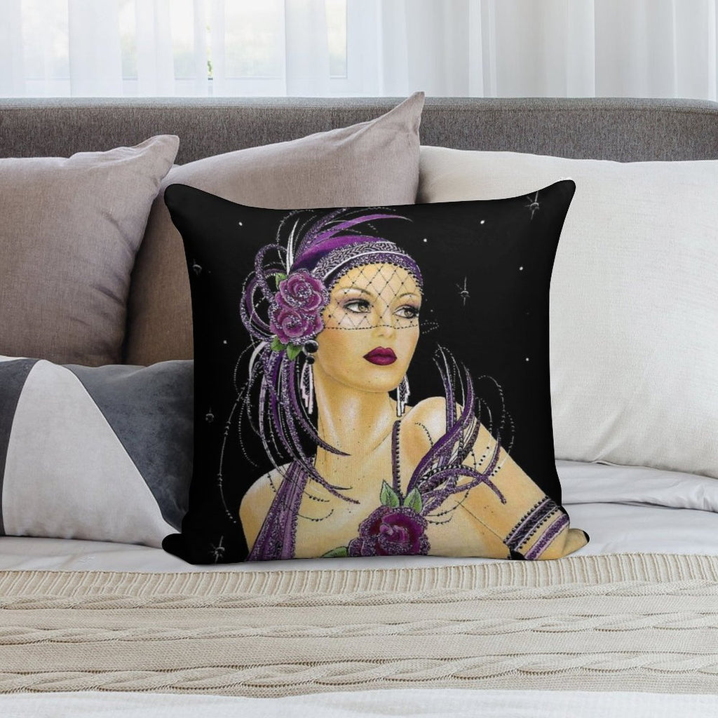 FLAPPER  Vintage 1930 Art Deco Print Soft Durable Construction Throw Pillow