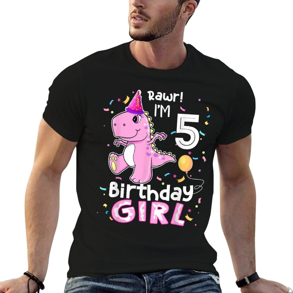 5 Year Old Dinosaur Birthday 5th T Rex Dino Five Saurus  Oversized Silhouette T-Shirt