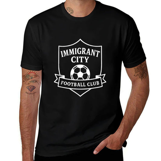 Immigrant City Football Club - Minimalist Soccer  Summer-ready Fabric T-Shirt