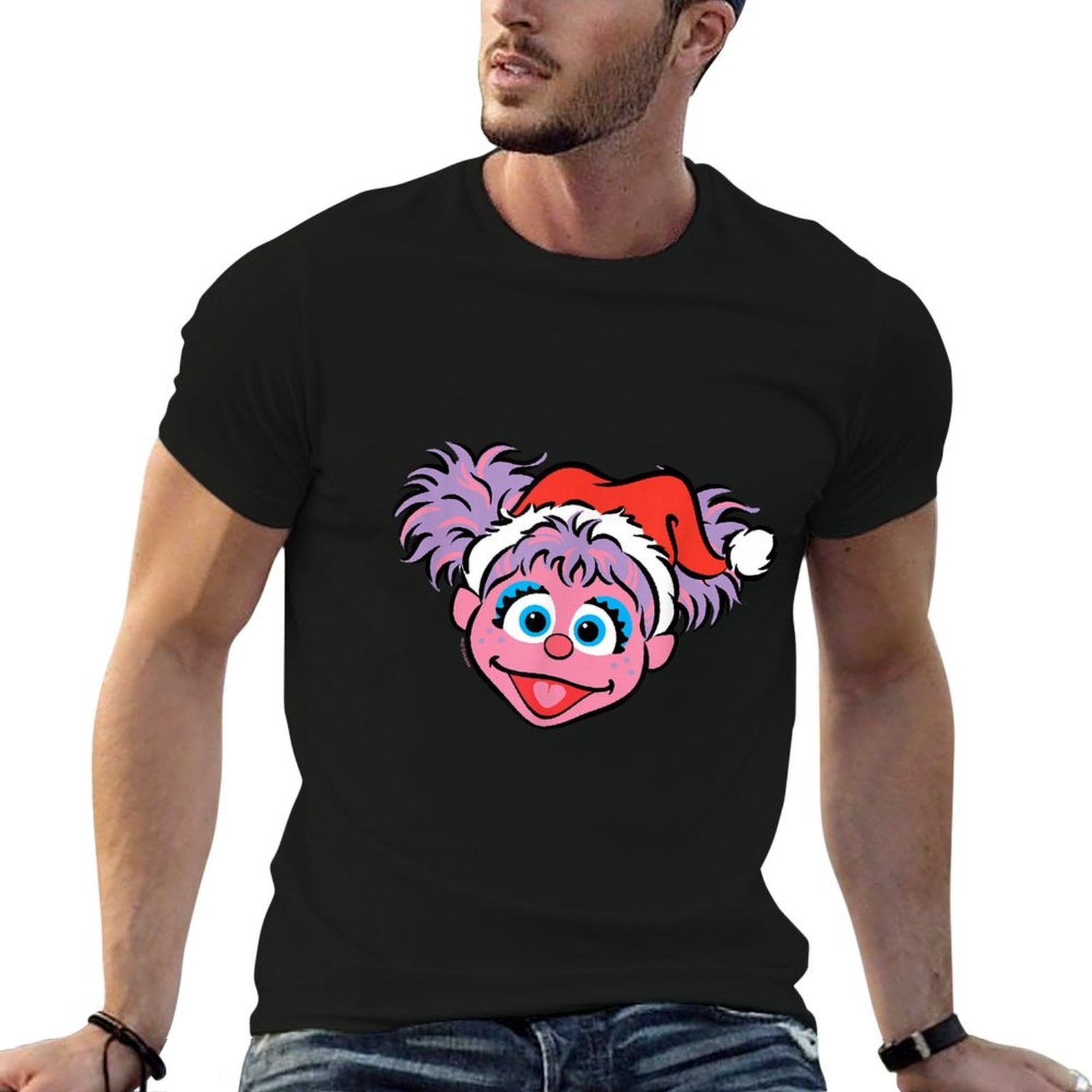 Sesame Street Christmas Santa Hat Abby Cadabby Face  Graphic-printed T-Shirt