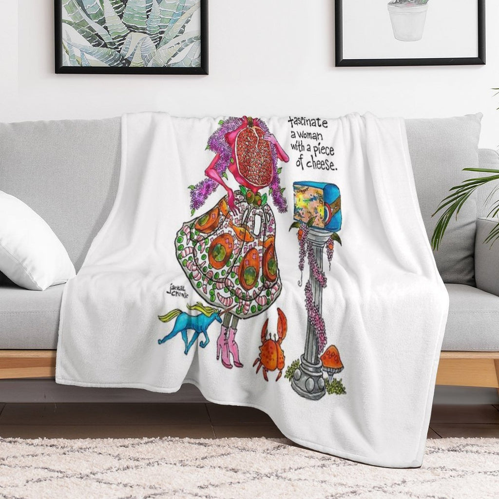 You May Fascinate A Woman by Giving Her A Piece of Cheese 1 Plush Throw Blanket