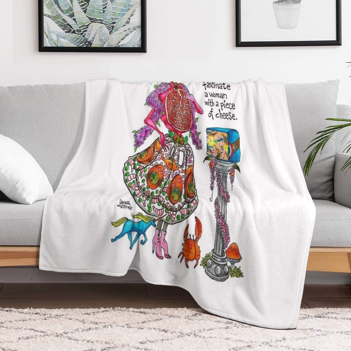 You May Fascinate A Woman by Giving Her A Piece of Cheese 1 Plush Throw Blanket