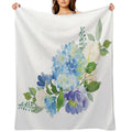 Blue Watercolor Hydrangea Easy Care Throw Blanket