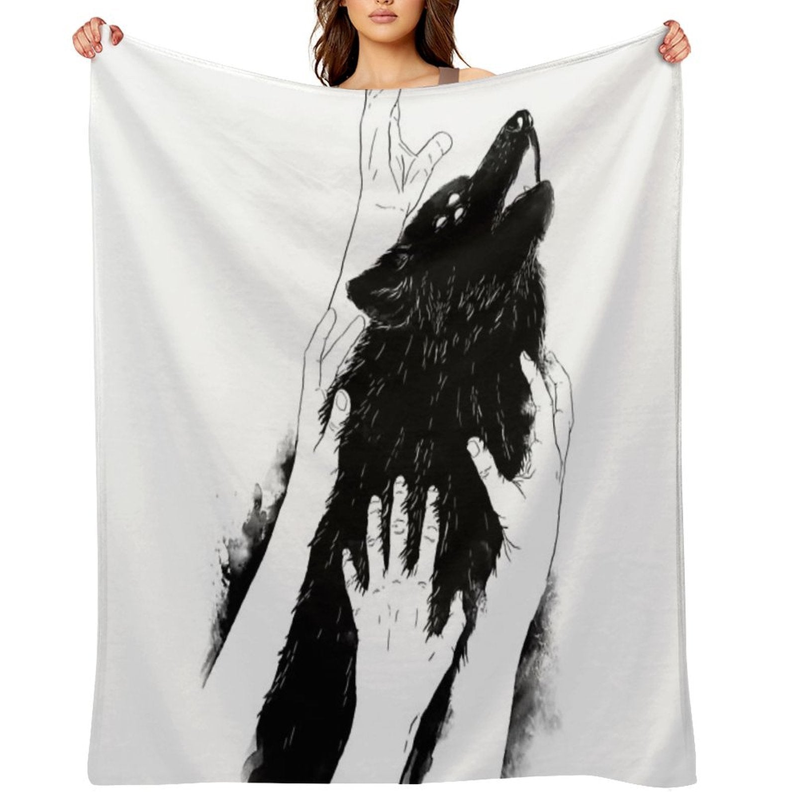 Wolves of Paris Machine-washable Throw Blanket