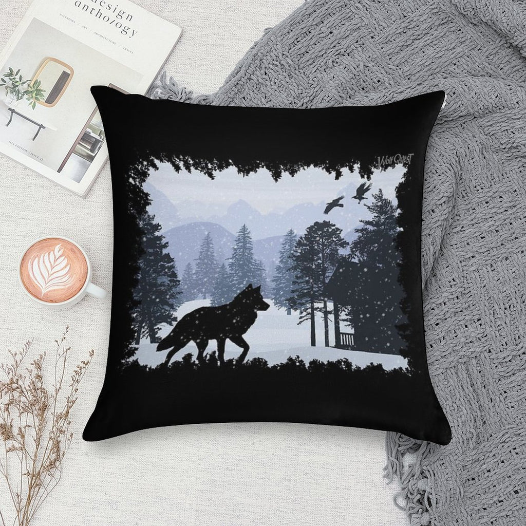 Snowy Cabin - WolfQuest Dream Soft Reinforced Edging Throw Pillow