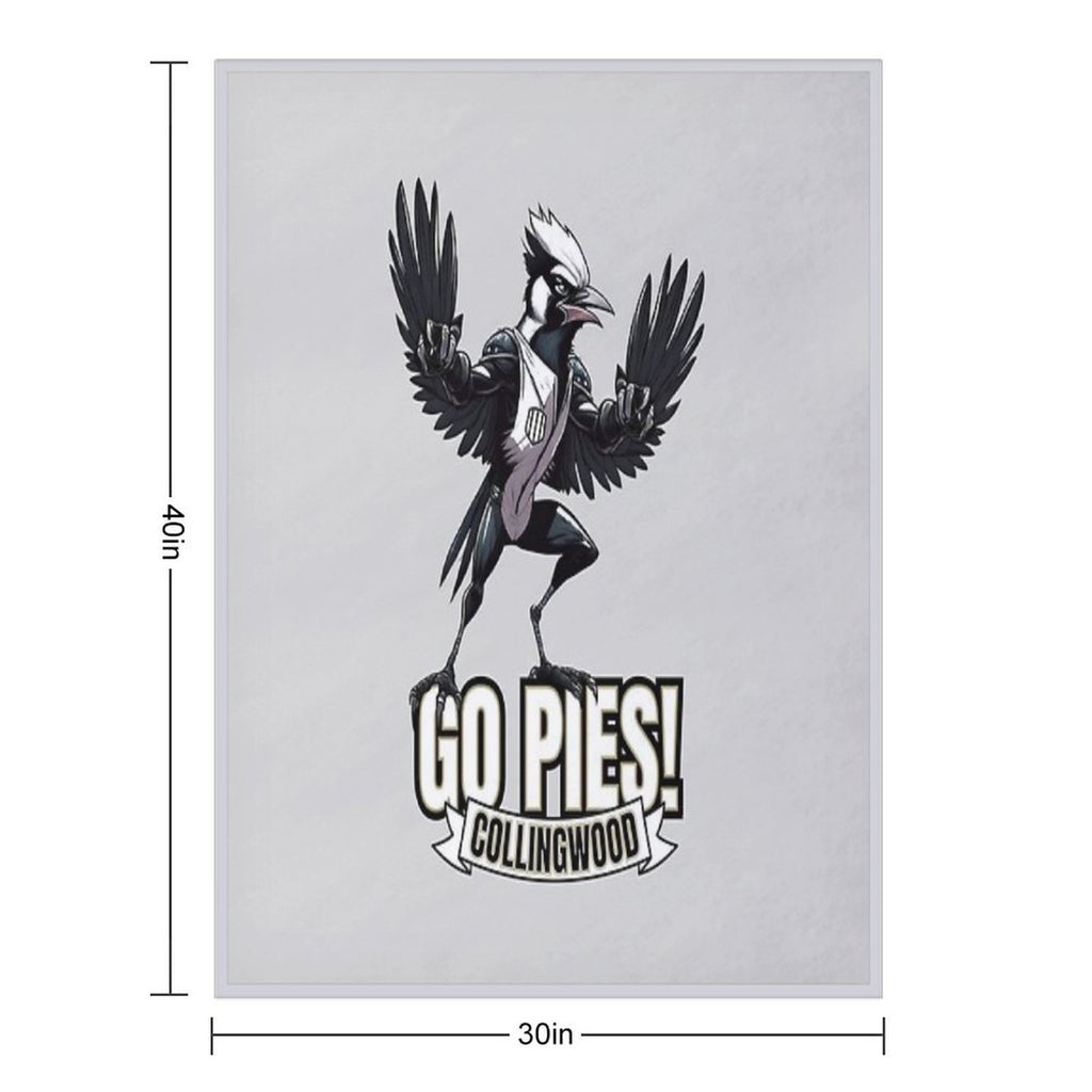 Collingwood Go Pies! Magpies Gift-ready Throw Blanket