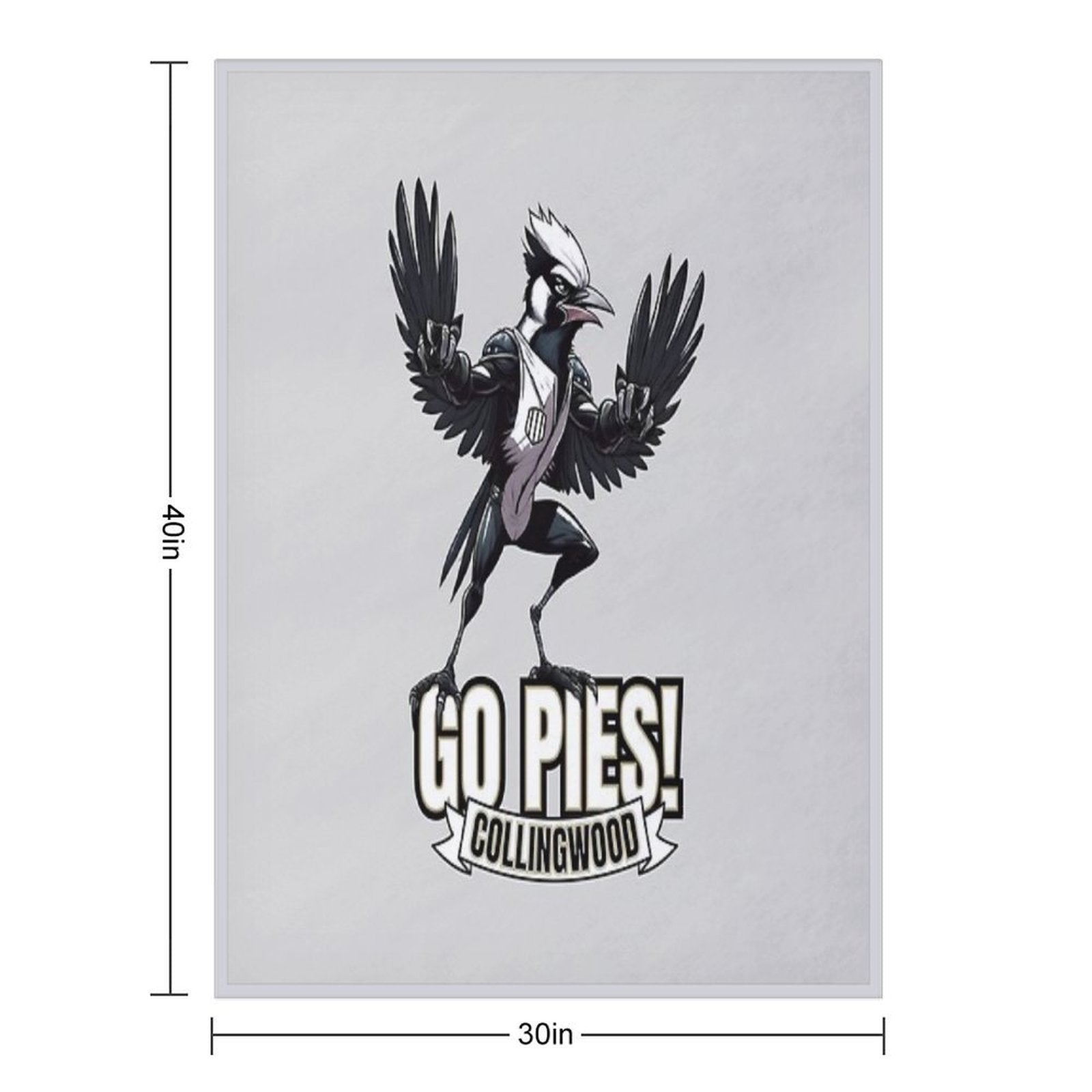 Collingwood Go Pies! Magpies Gift-ready Throw Blanket