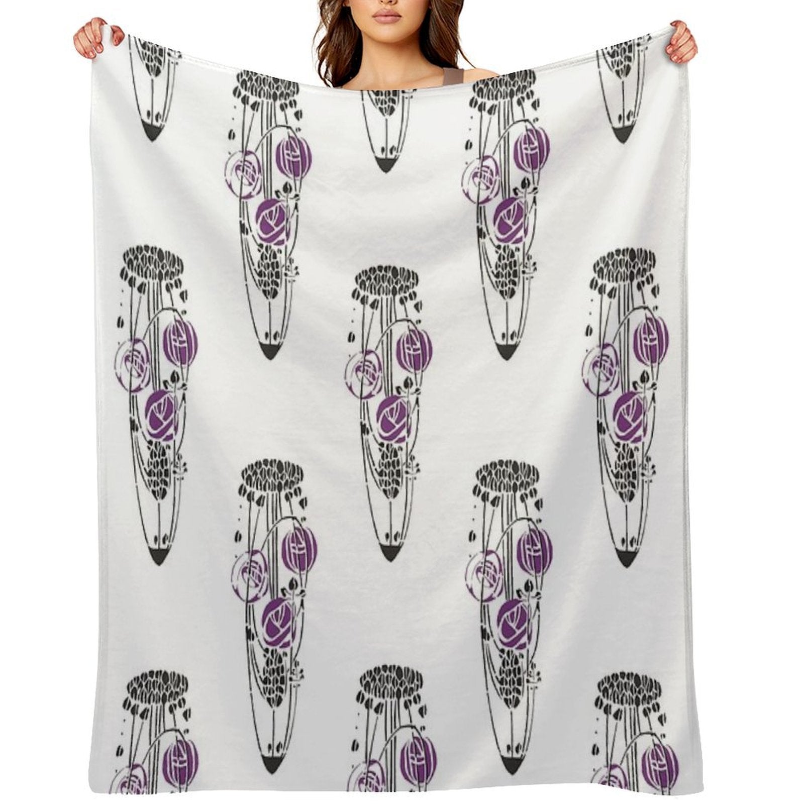 Charles Rennie Mackintosh Roses 4. Gift-ready Throw Blanket