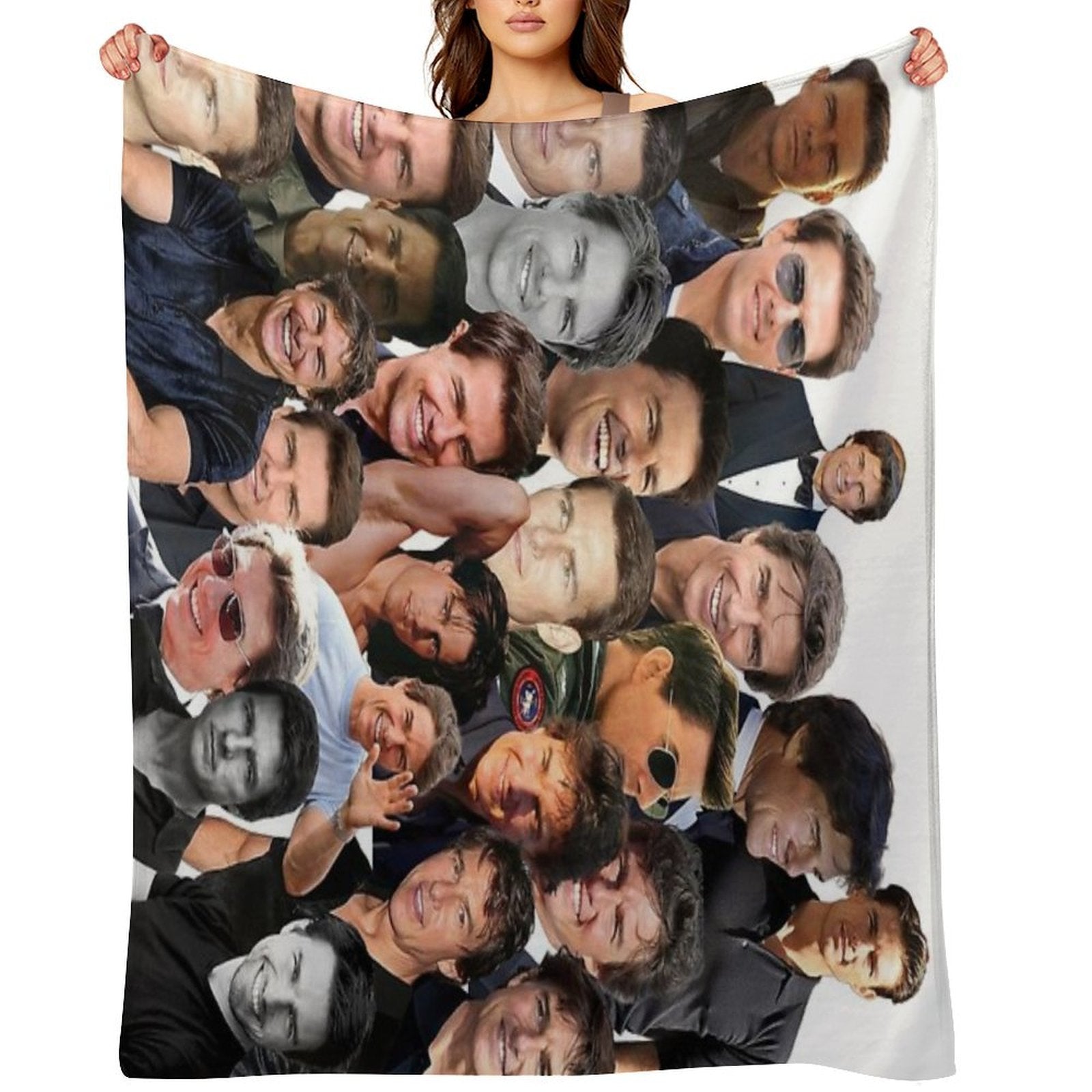Tom Cruise Photo Collage Travel-friendly Throw Blanket