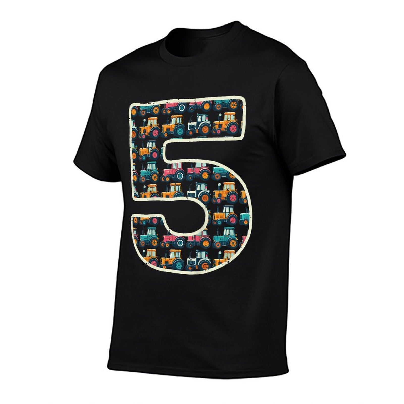 Kids 5th Birthday 5 Tractors Five Year Old Bday Farm Truck Boys  High-quality Stitching T-Shirt