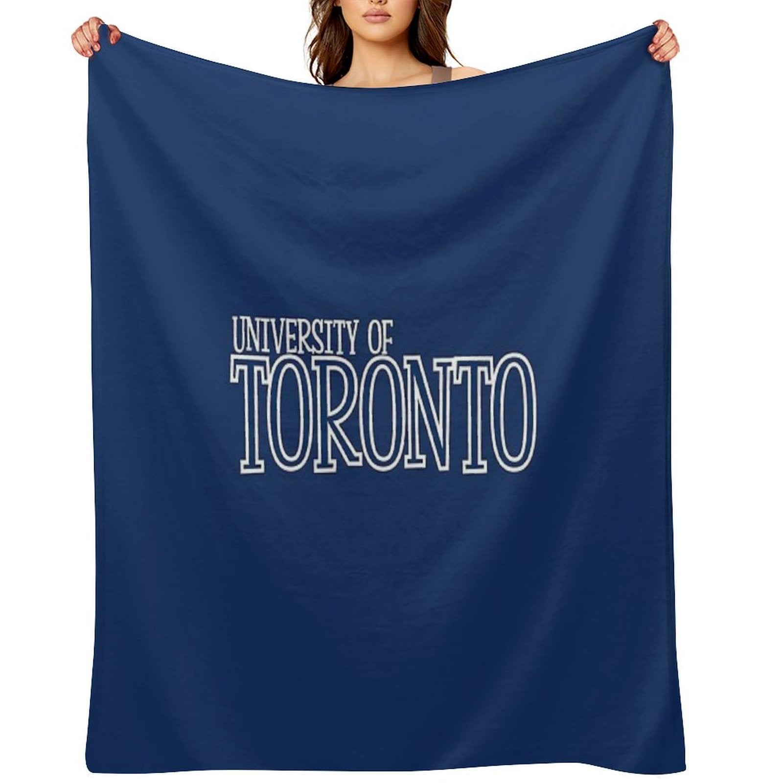 White Retro U of T Outline Eco-conscious Throw Blanket