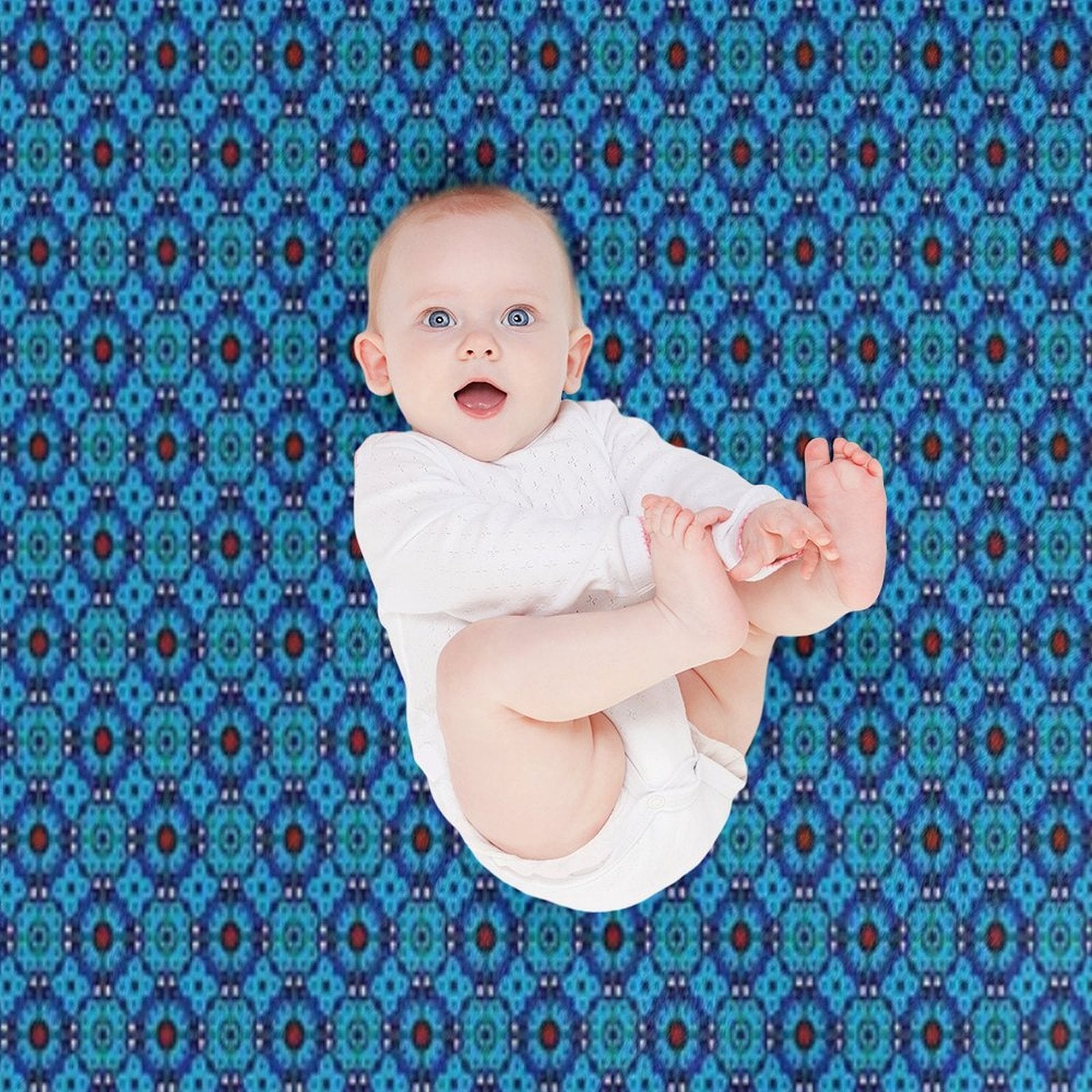 Blue Petal Medallions Anti-pilling Throw Blanket