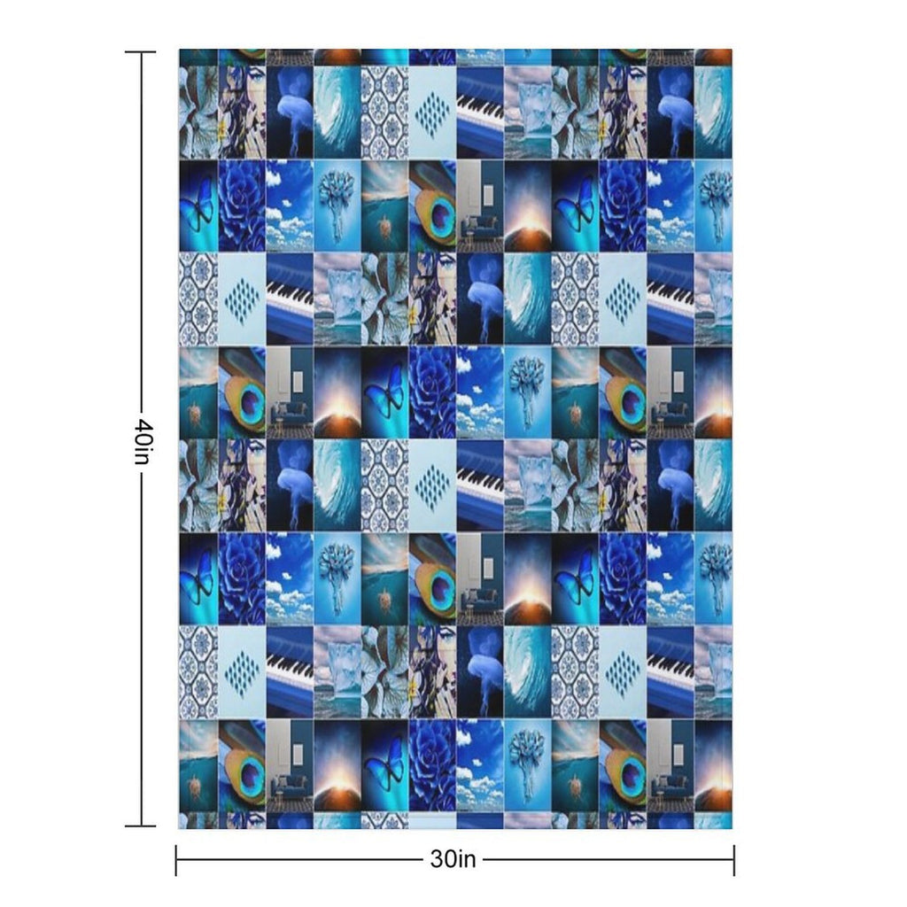Blue Lovers Photo Collage Anti-pilling Throw Blanket