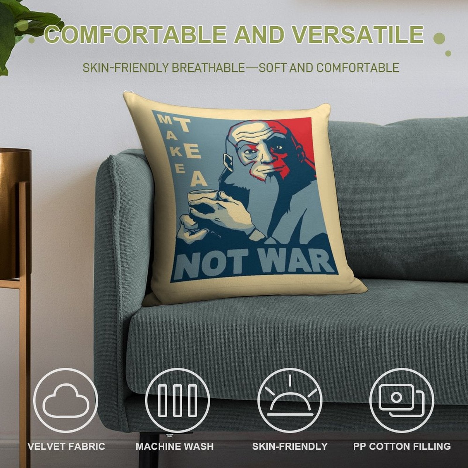 Iroh Make Tea Not War Soft Luxury Feel Throw Pillow