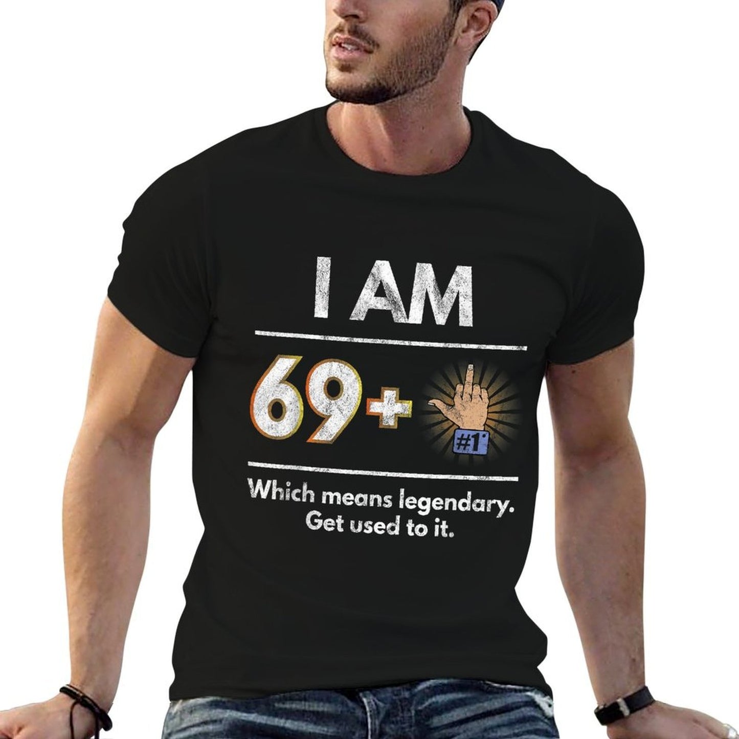 Milestone 70th Birthday 69 + 1 Joke Gift  Moisture-wicking T-Shirt