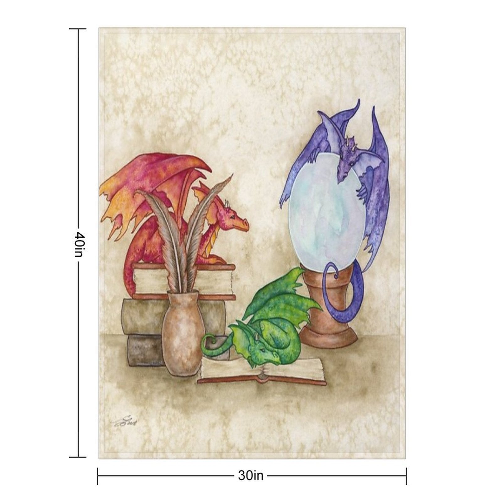Dragons In The Library Eco-conscious Throw Blanket