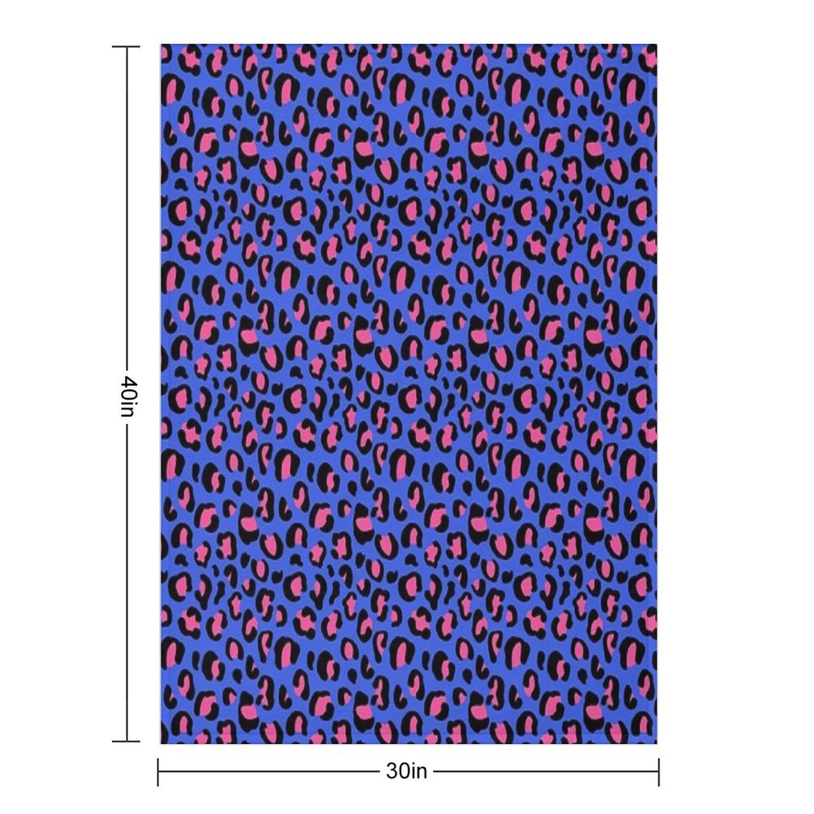 Leopard Print Pink on Blue Pattern Machine-washable Throw Blanket
