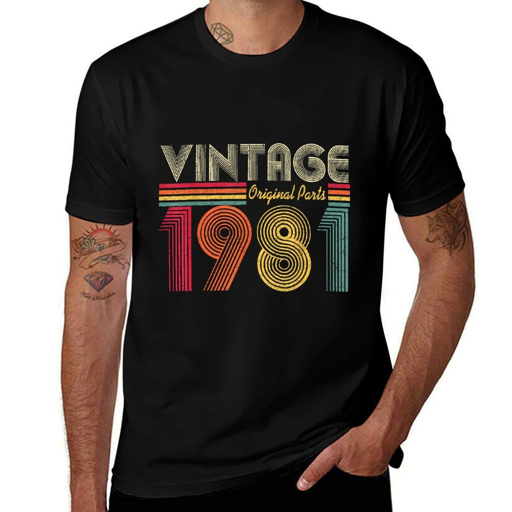 Vintage 1981 40th Birthday Gift Men Women 40 Years Old  Rolled Sleeves T-Shirt