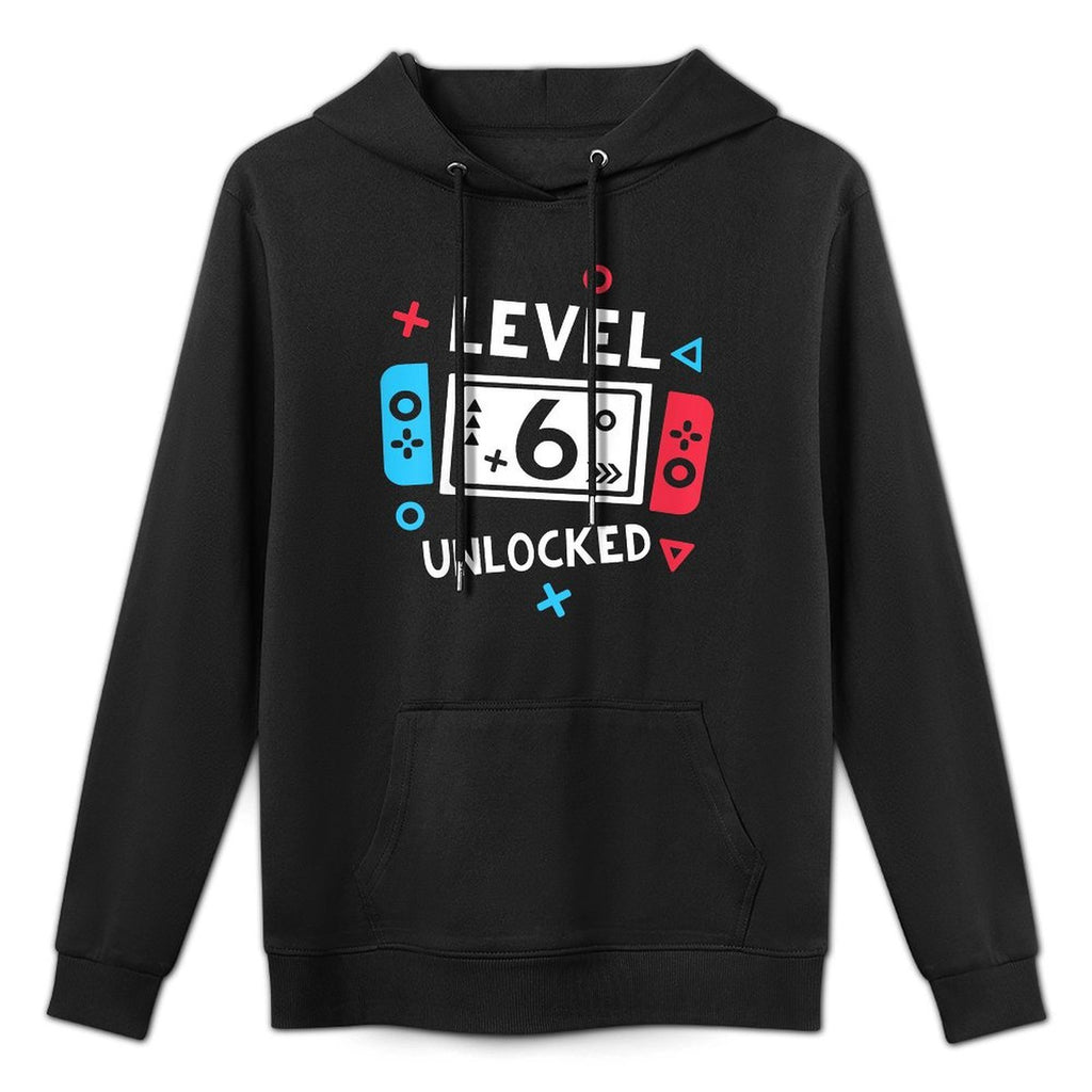 Kids 6th Birthday Boy Level 6 Unlocked Video Game Party Medium-Weight Fabric Hoodie