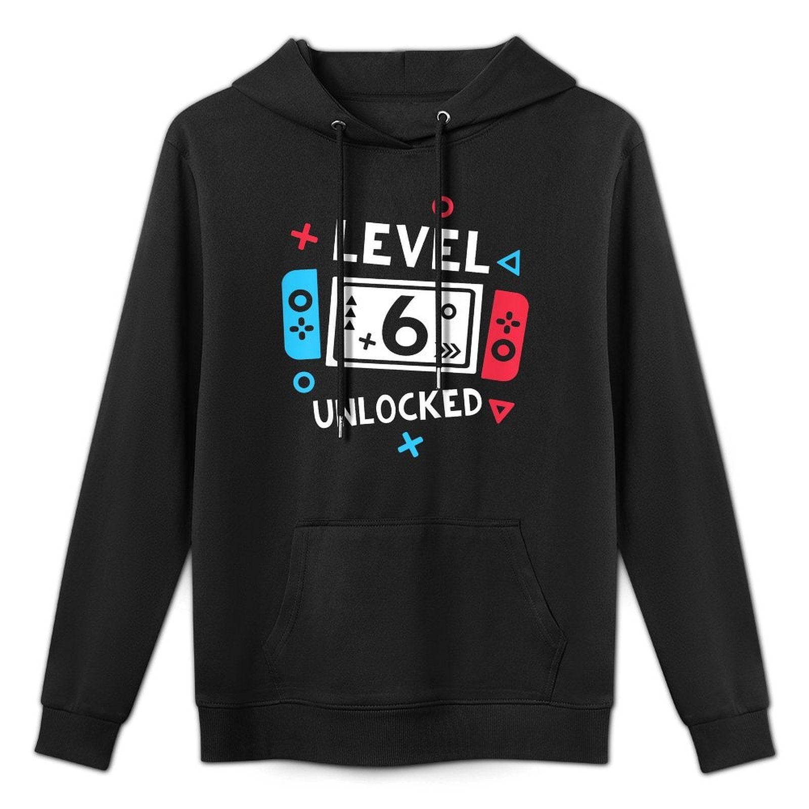 Kids 6th Birthday Boy Level 6 Unlocked Video Game Party Medium-Weight Fabric Hoodie