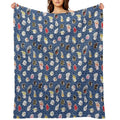 21 Cockatoos (in Dark Blue) Wrinkle-free Throw Blanket