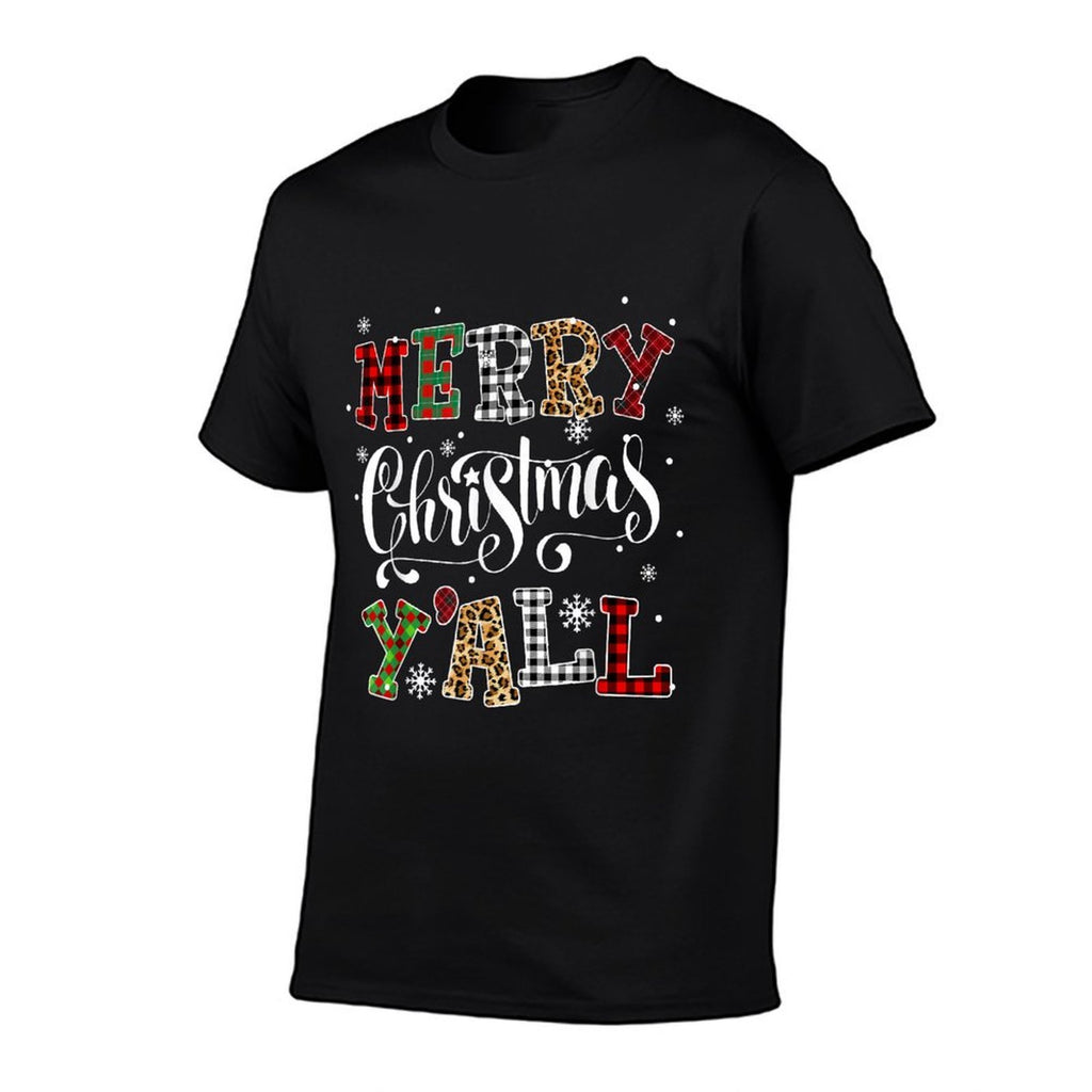 Merry Christmas Yall Leopard Buffalo Plaid Pajama Family  Classic T-Shirt