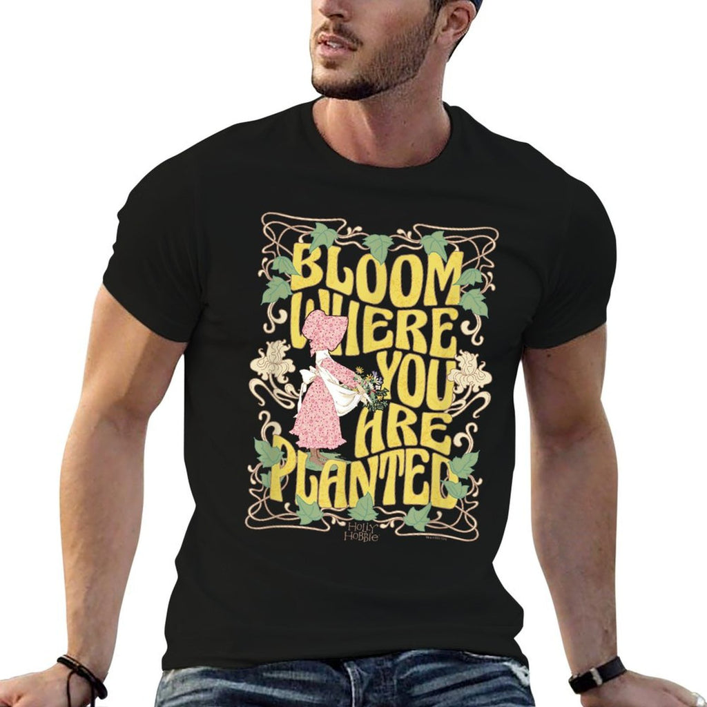 Holly Hobbie Bloom Where You Are Planted Floral Retro  High-quality Stitching T-Shirt