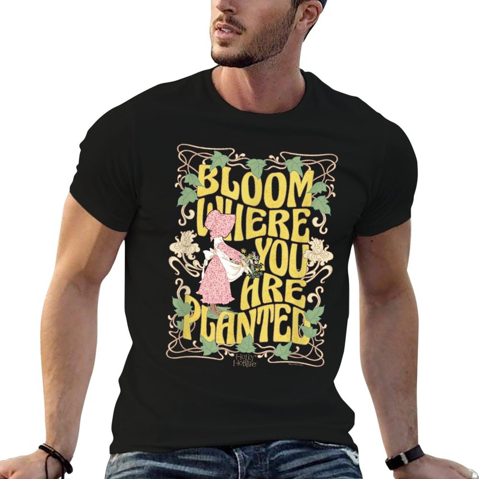 Holly Hobbie Bloom Where You Are Planted Floral Retro  High-quality Stitching T-Shirt
