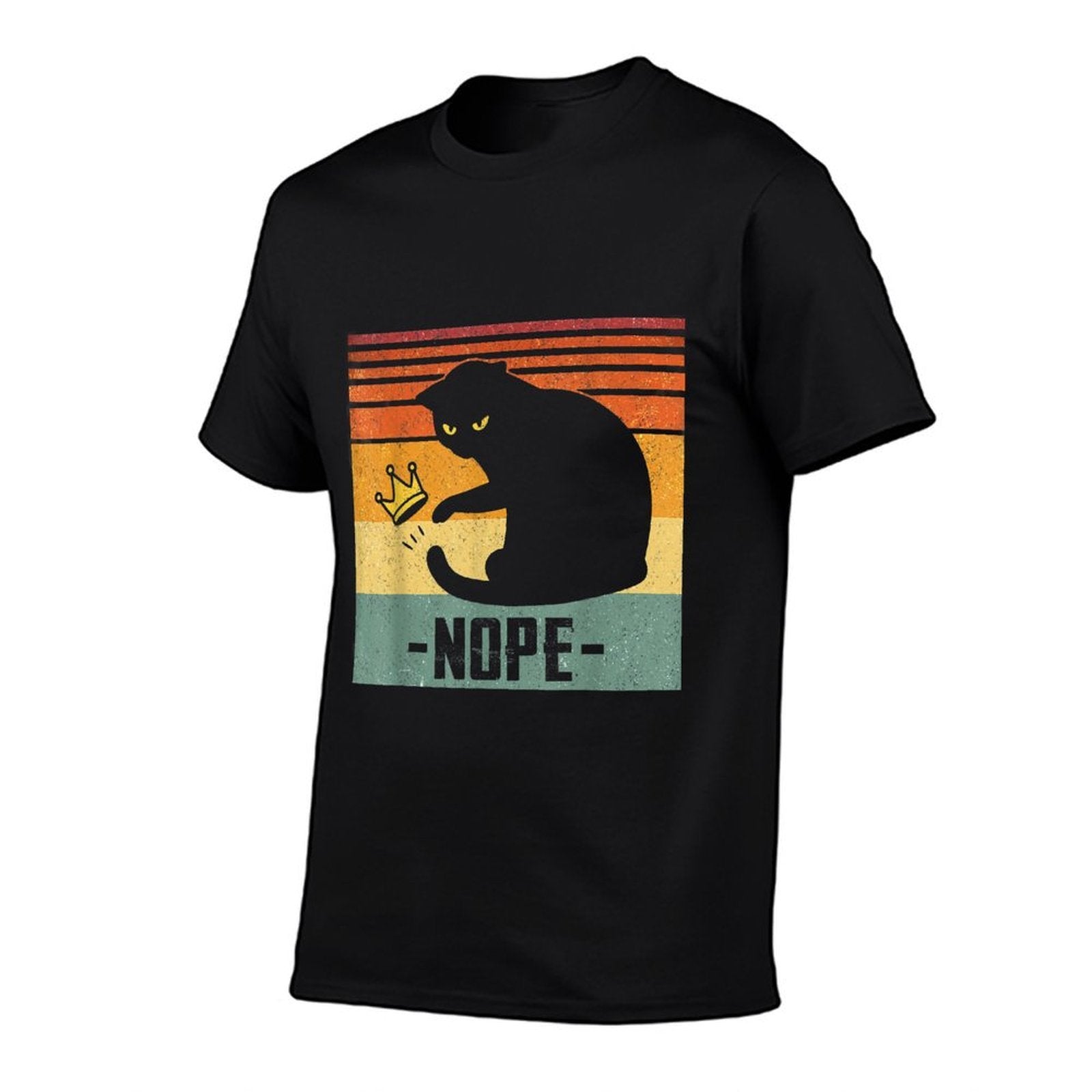 No Kings In America Black Cat Funny Cat Kicking Crown  Rolled Sleeves T-Shirt