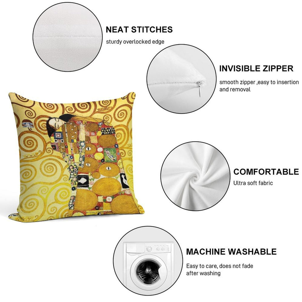 Gustav Klimt The Embrace Soft Ultra-Soft Texture Throw Pillow
