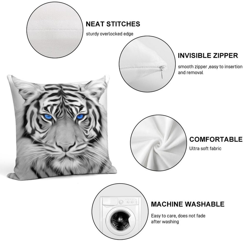 White Tiger with Blue Eyes Soft Style Accent Throw Pillow