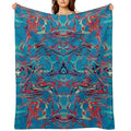 Psychedelic Blue Red Marbled Paper Shrink-resistant Throw Blanket