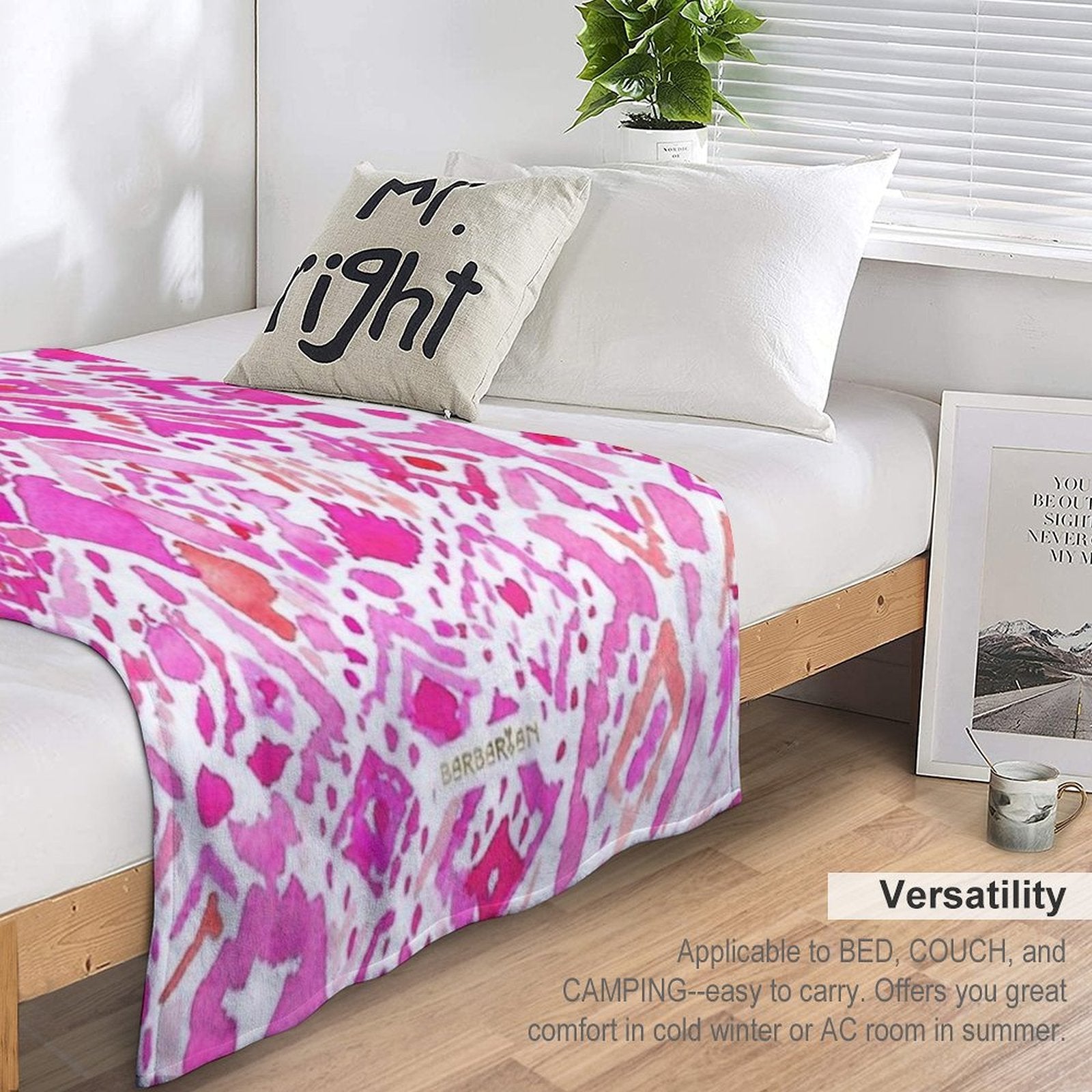 Cute Geometric Pink Durable Throw Blanket