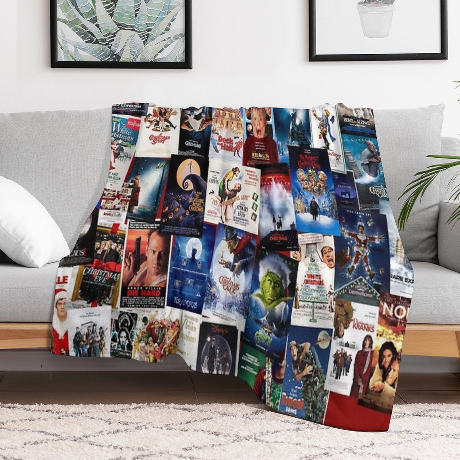 Christmas Film Collage Shrink-resistant Throw Blanket