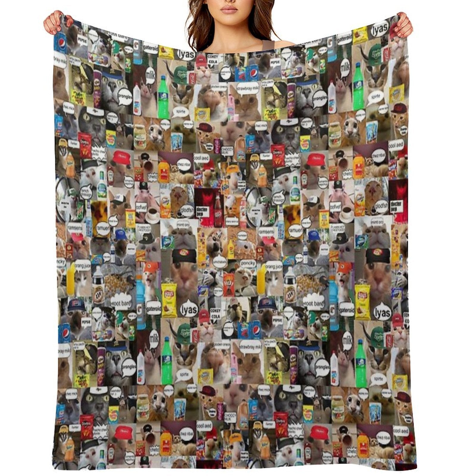 Cats with SnacksDrinks Travel-friendly Throw Blanket